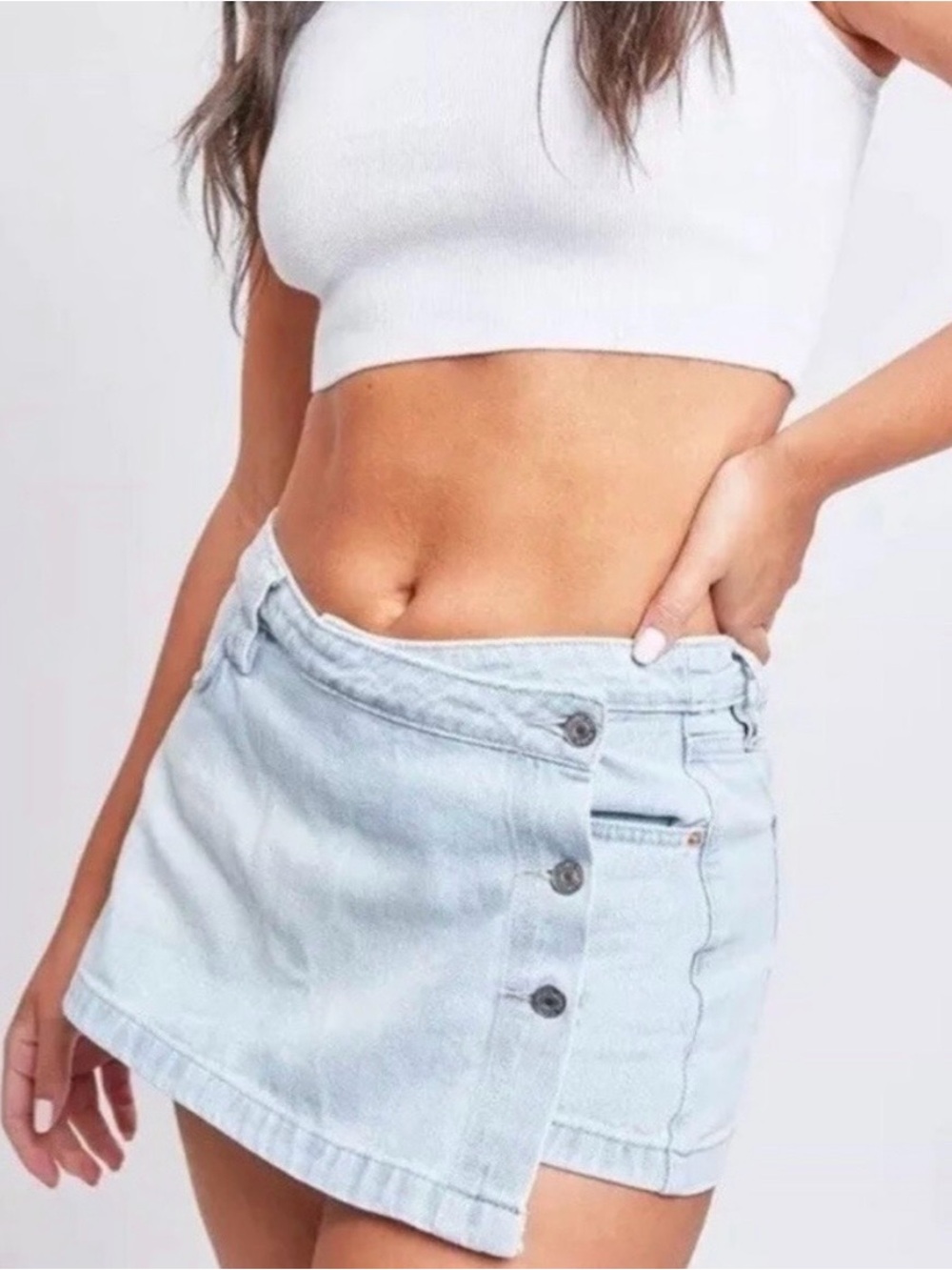 YMI High Rise Skort  Mini Skirt Shorts Denim Streetwear Y2K Sz 5/27